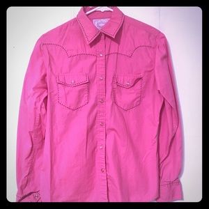 Pink Cowgirl Hardware pearl snap western shirt